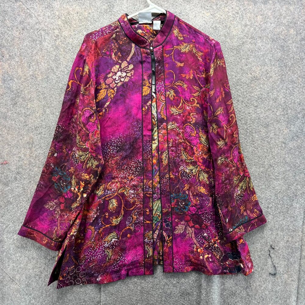 STUNNING NWT Chico's Artistico Vibrant Geisha Artsy Floral Silk Tunic Top